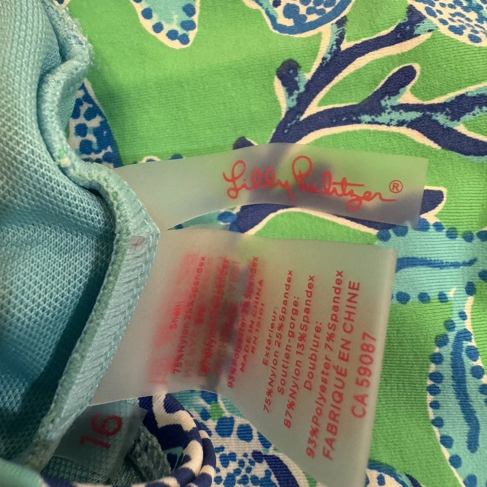 Lilly Pulitzer Green & Blue Floral One-Piece Swimsuit